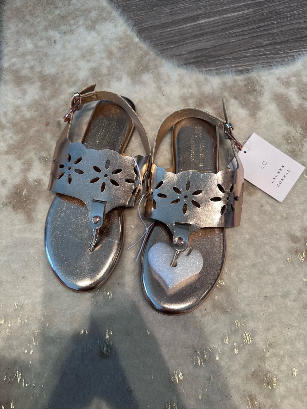 LC Lauren Conrad Jarrah Women's Floral Thong Sling Back Sandals-Rose Gold